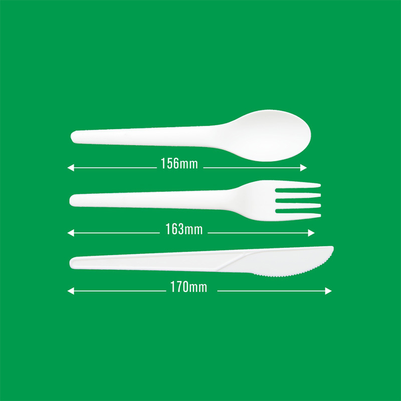 White Plastic Cutlery Set with Disposable Spoon, Fork, Knife