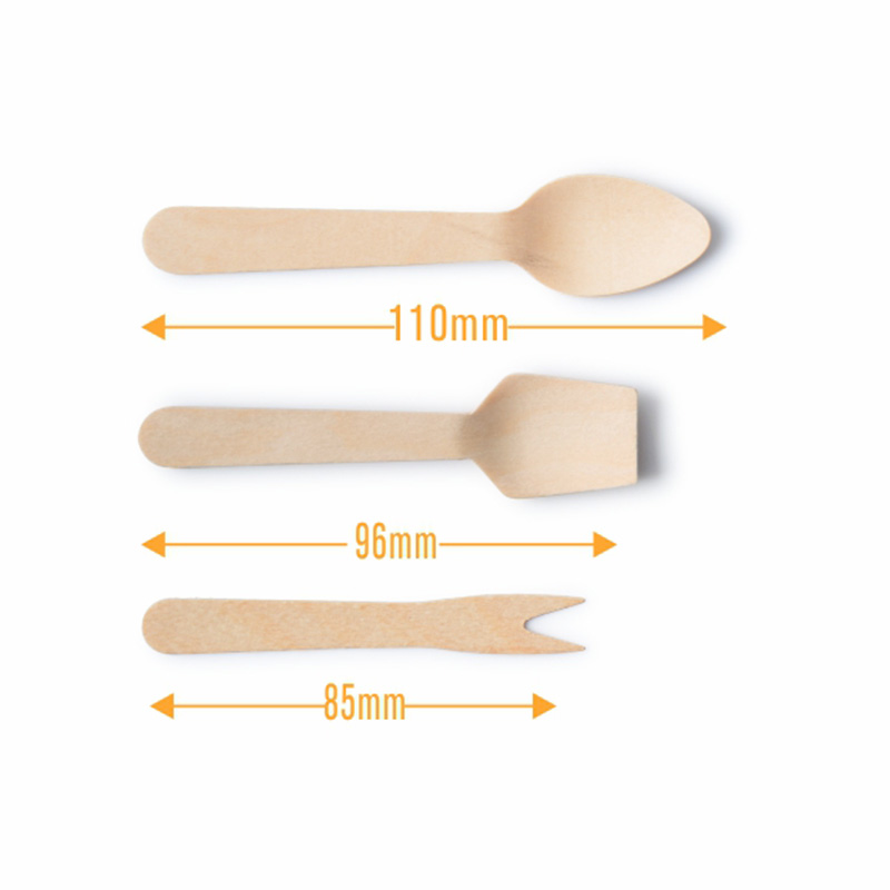 3-Piece Disposable Birch Cutlery with Two Spoons
