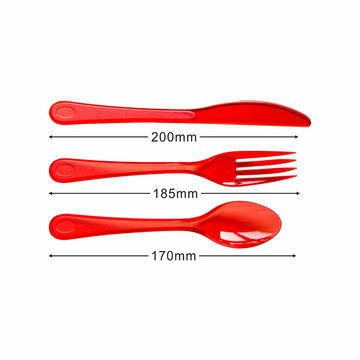 Red Disposable Plastic PS Cutlery Pack Set