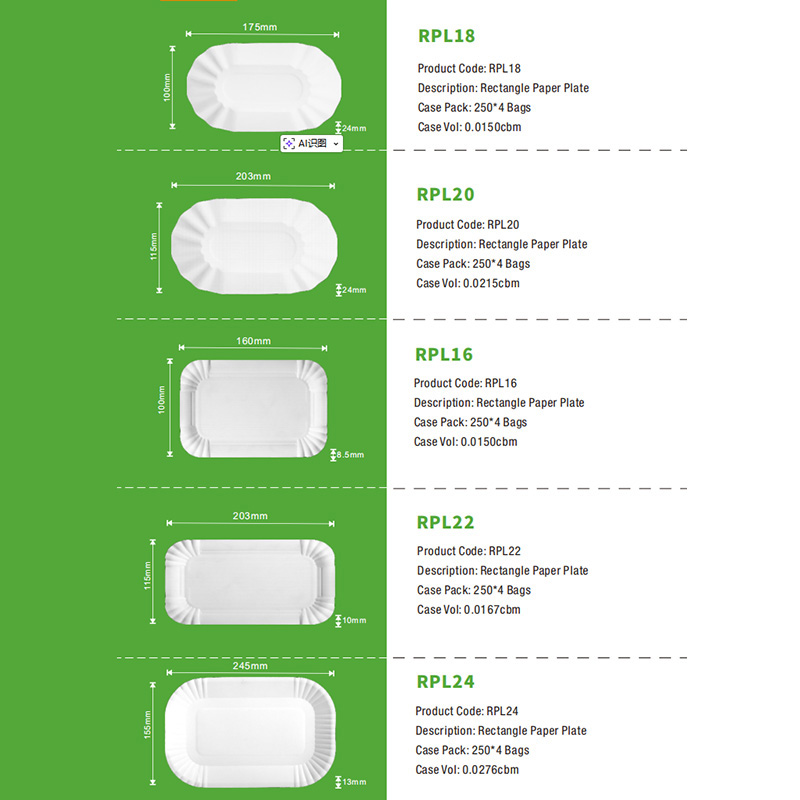 Rectangle Scalloped Paper Plates