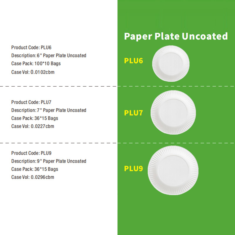 Eco-Friendly Uncoated Paper Plates