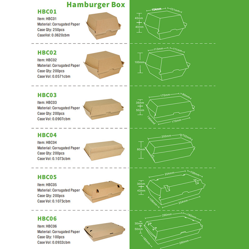 Eco-Friendly Kraft Hamburger Boxes